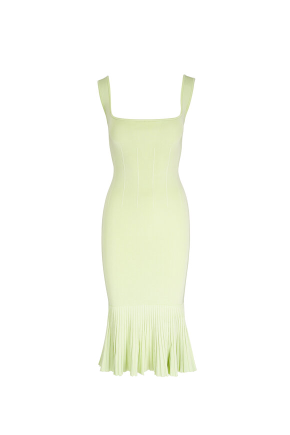 Galvan Atalanta Apple Green Midi Dress 