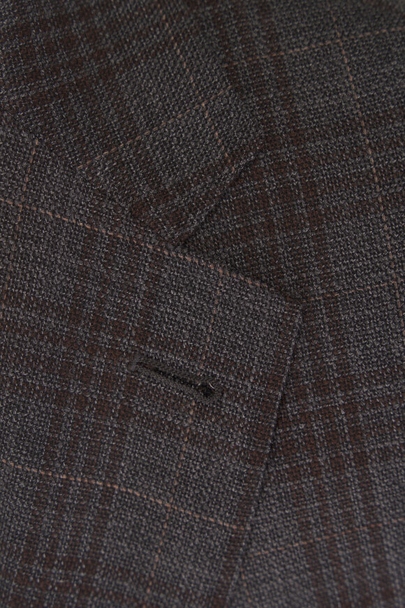 Canali Gray & Brown Plaid Wool Sportcoat - view 5