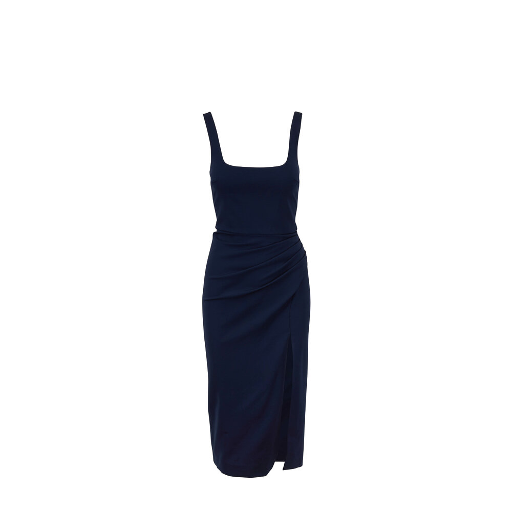 Cushnie - Navy Square Neck Sleeveless Pencil Dress