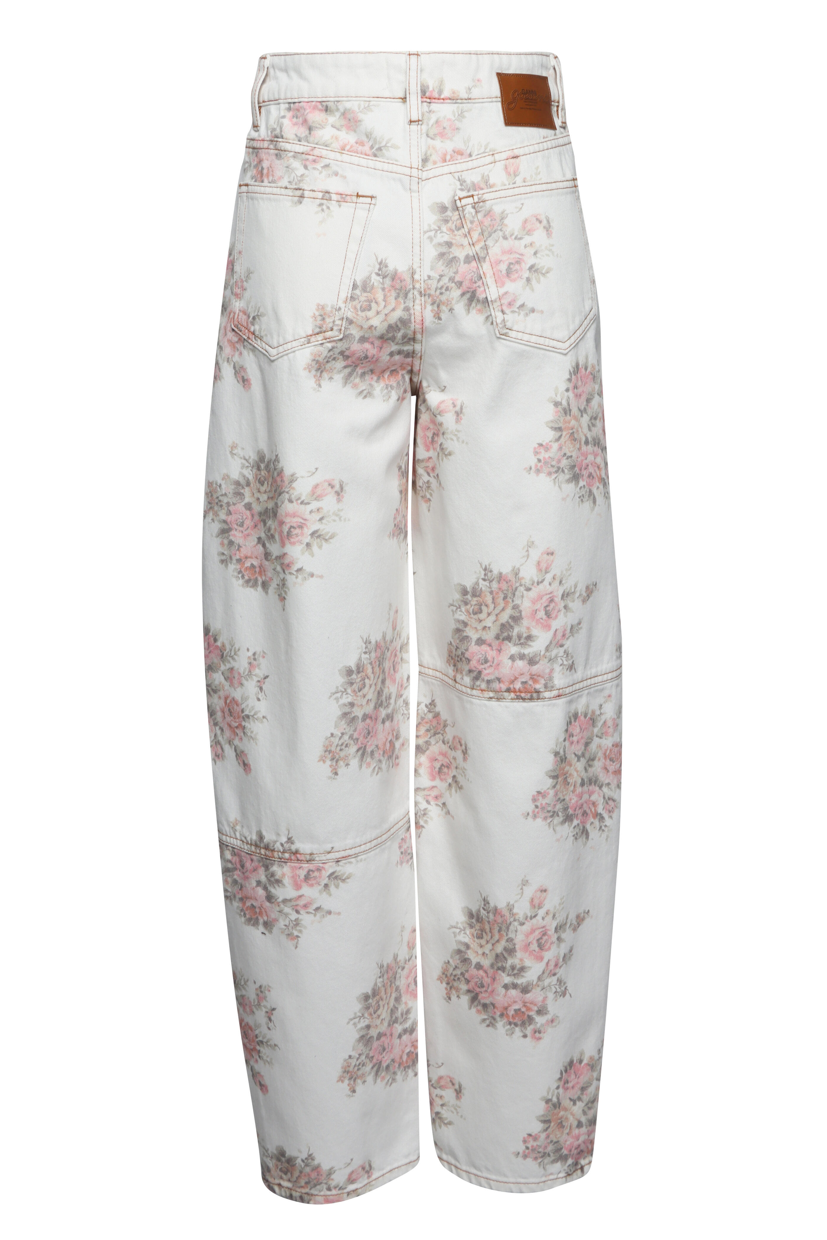 Ganni - Stary Egret Floral Barrel Leg Jean