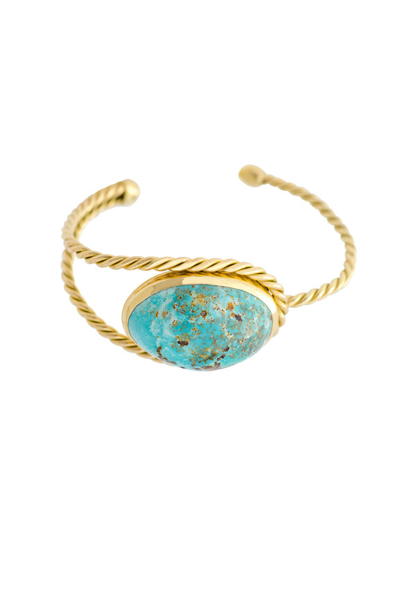 Haute Victoire - 18K Yellow Gold Persian Turquoise Cuff