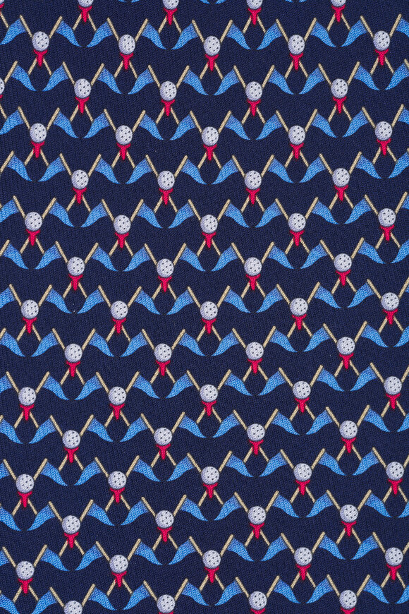 Ferragamo Navy Golf Print Silk Necktie - view 2