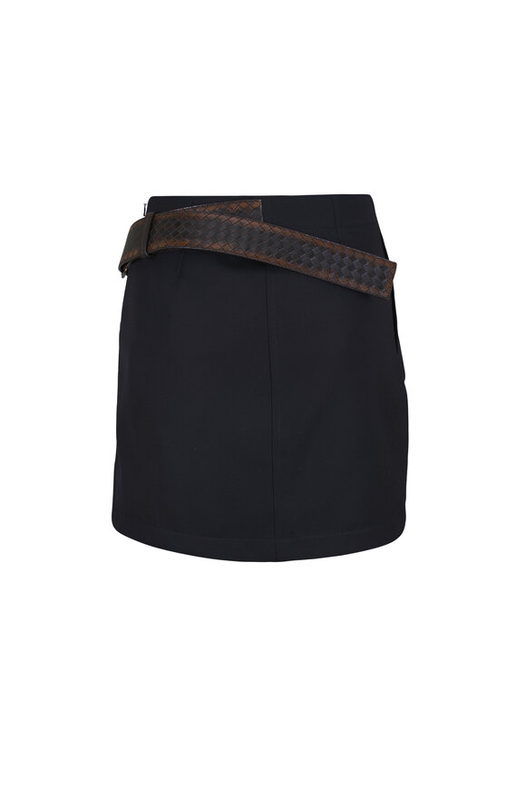 Bottega Veneta Black Grain De Poudre Wool Mini Skirt - view 4