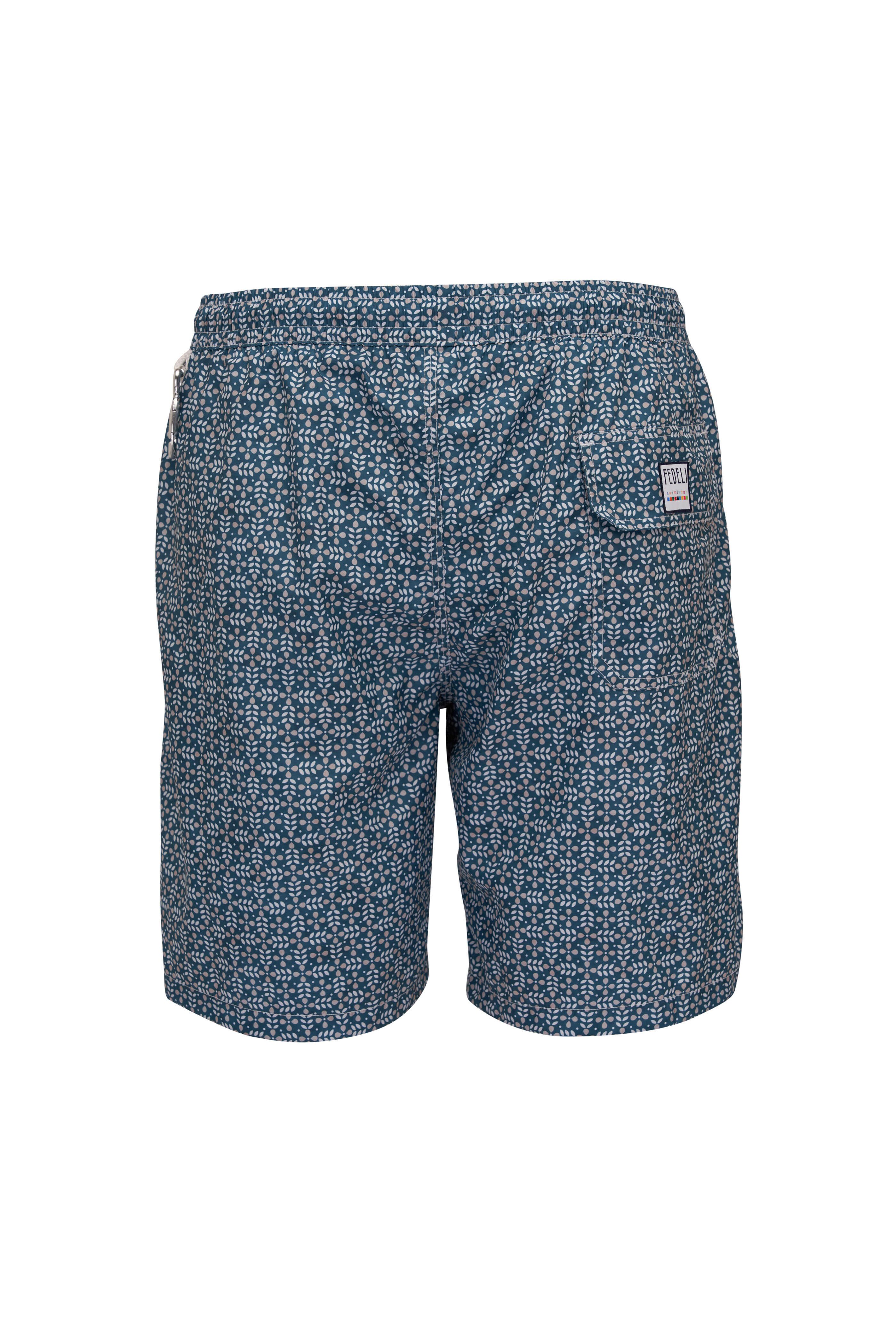 Fedeli - Navy Blue Print Swim Trunks | Mitchell Stores