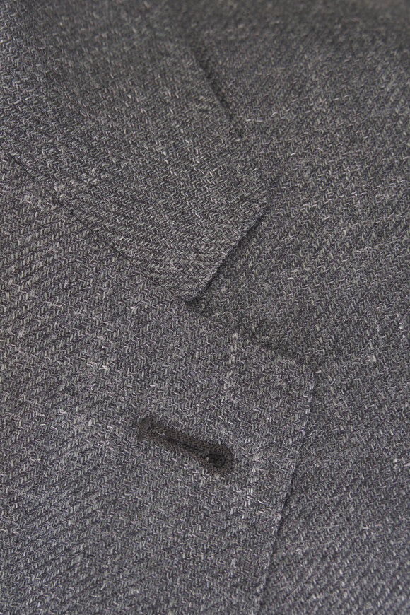 Canali Gray Mélange Wool, Silk & Linen Sportcoat - view 3