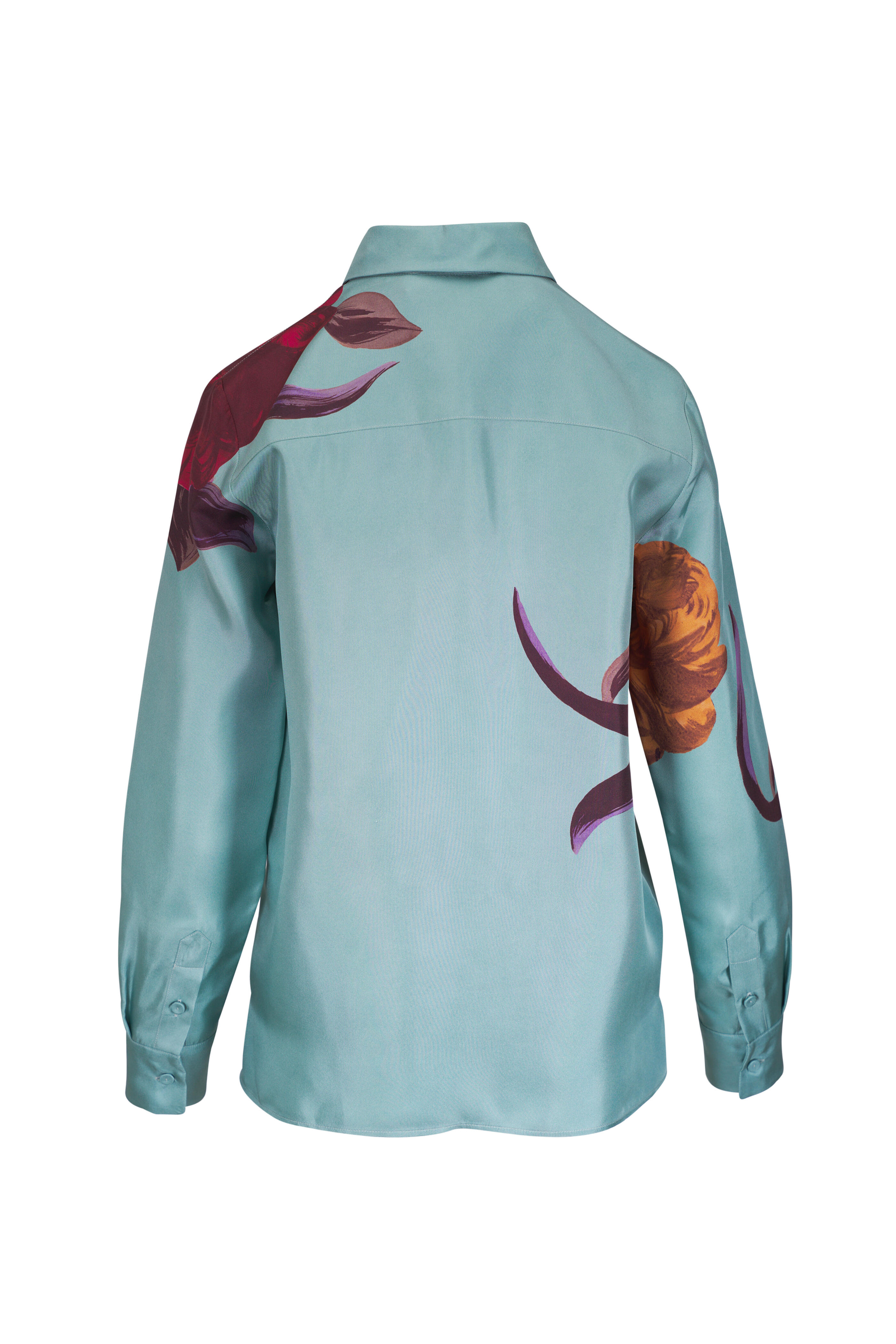 La DoubleJ - Light Blue Floral Silk Twill Boy Shirt