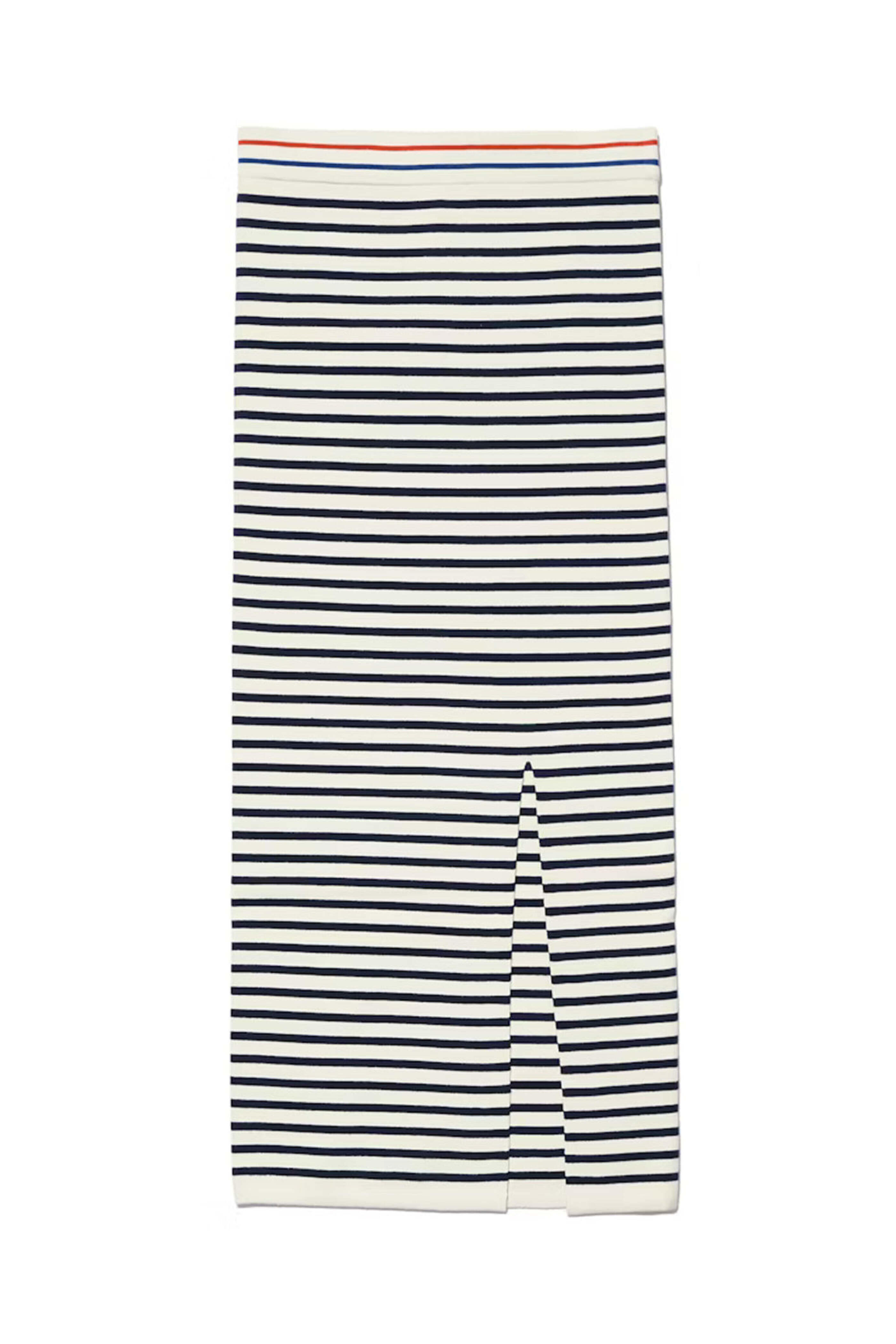 Kule - The Dee Tube Skirt in Cream and Navy Stripe