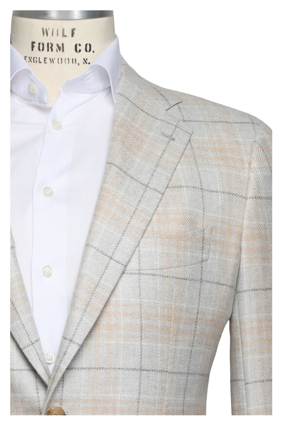 Cesare Attolini Taupe Cashmere Windowpane Sportcoat - view 1