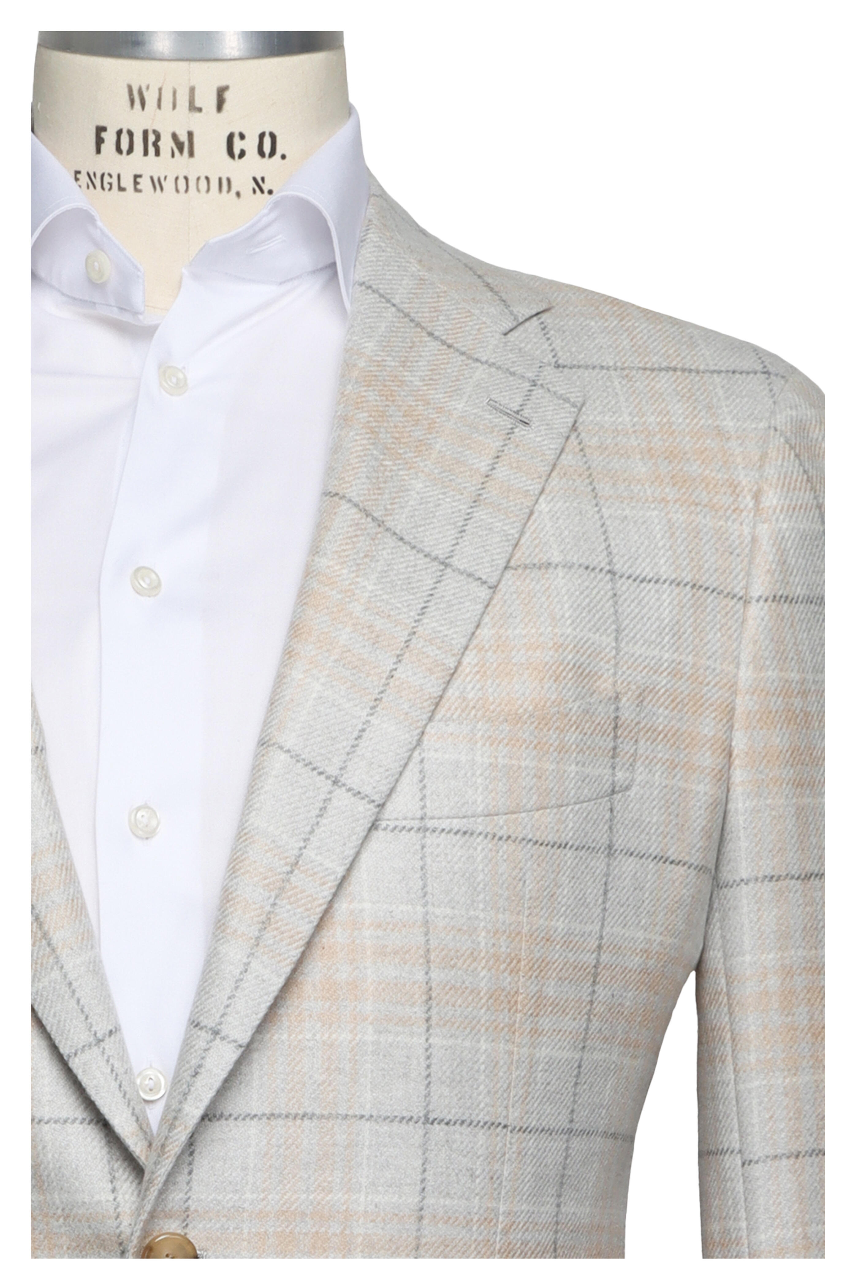 Cesare Attolini - Taupe Cashmere Windowpane Sportcoat
