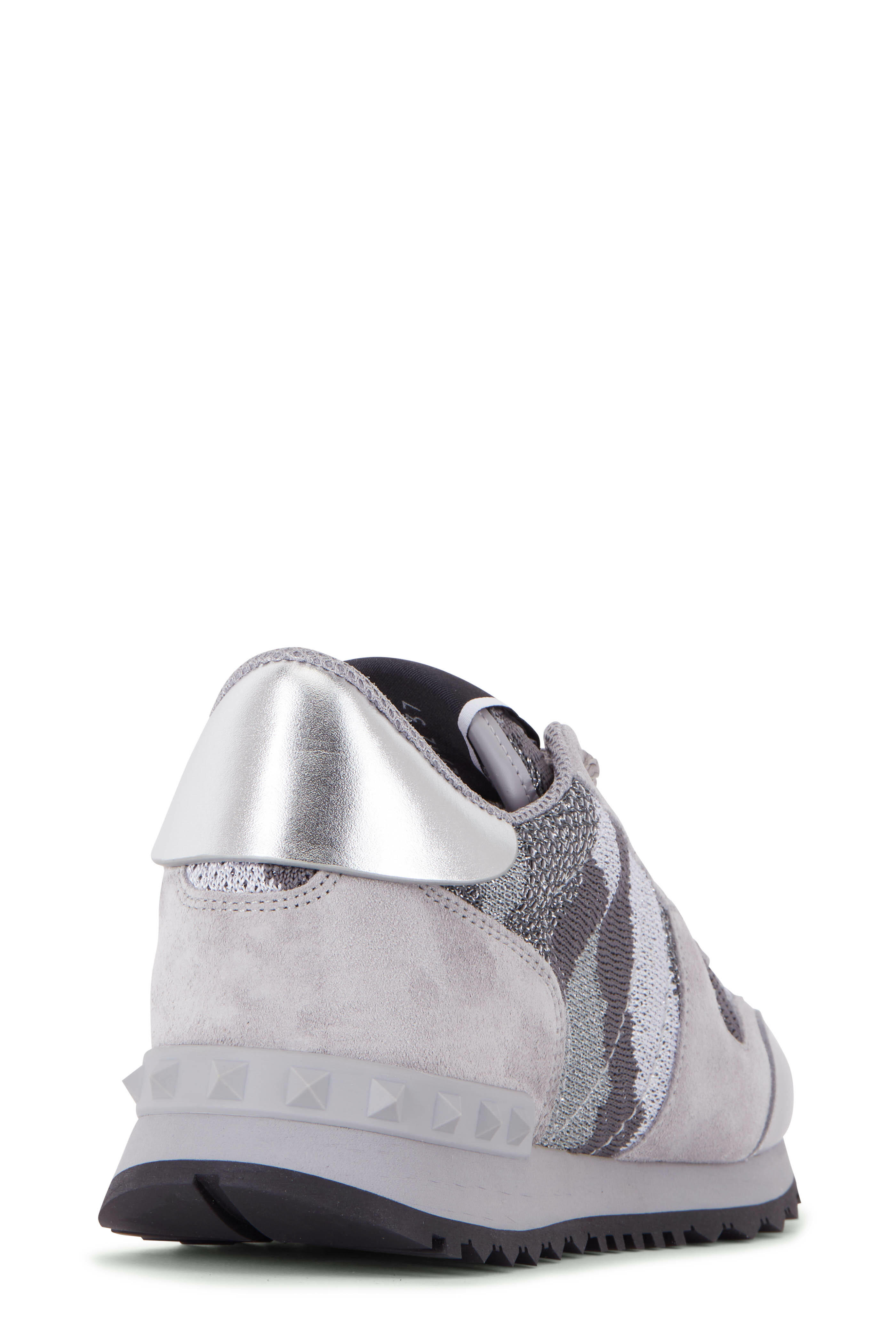 Valentino Garavani - White & Dark Gray Camo Knit Sneaker