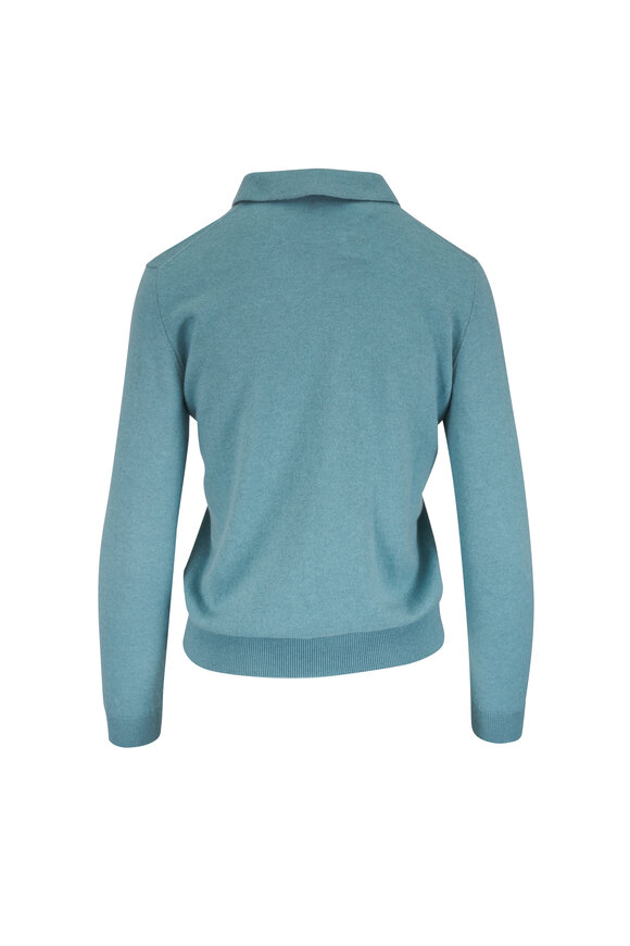 Loro Piana Sergio Turquoise Cashmere Polo - view 2