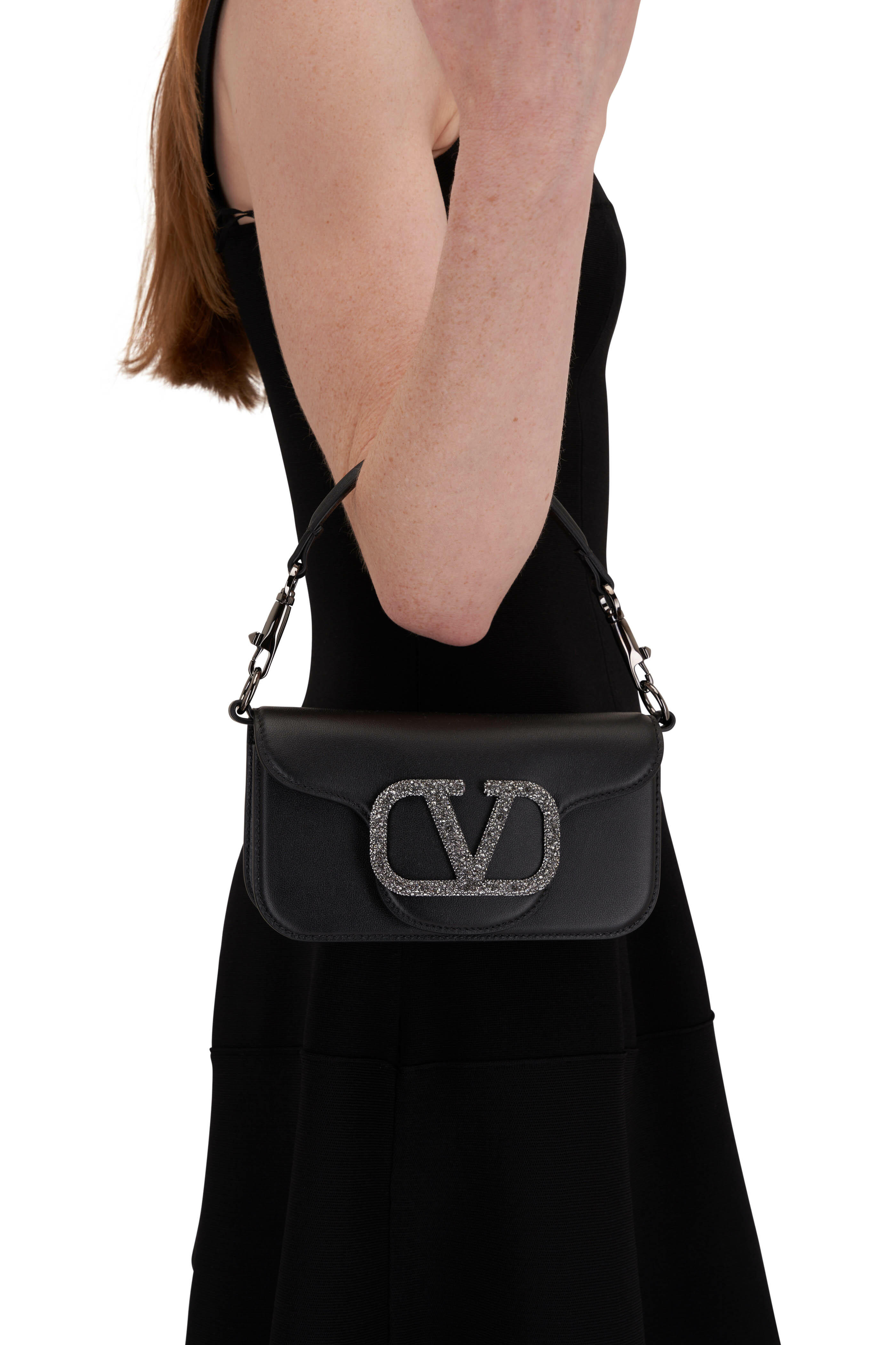 VALENTINO Vsling Small Black Leather Shoulder Bag.