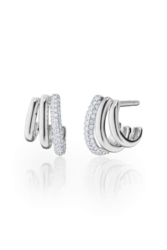 Monica Rich Kosann Sterling Silver Ring of Saturn Hoops