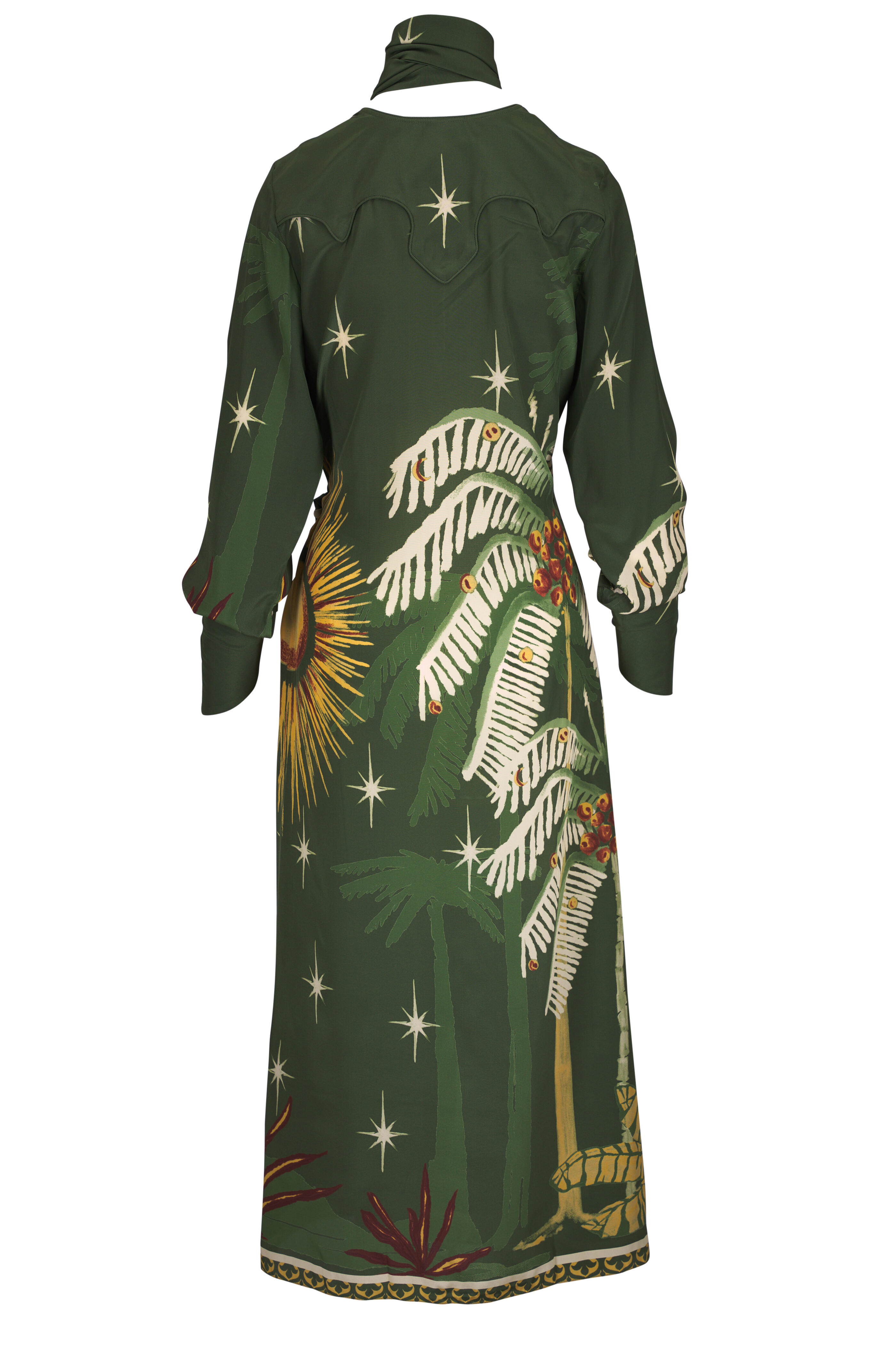 Johanna Ortiz - Eternity Begins Green & Yellow Print Wrap Dress