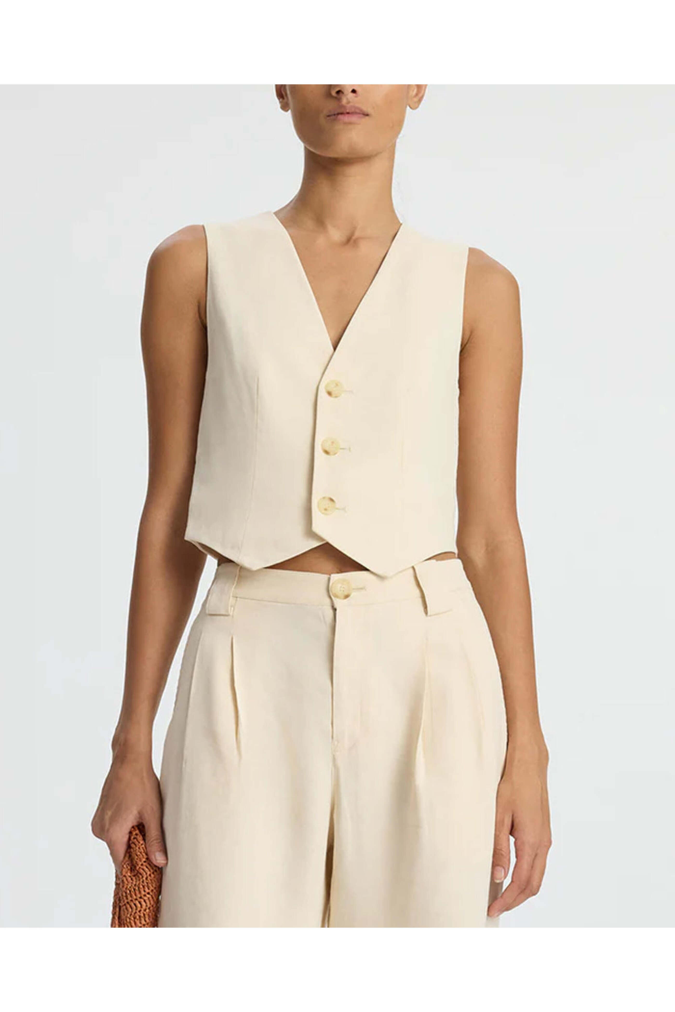 A.L.C. - Bone Maxwell Linen Vest