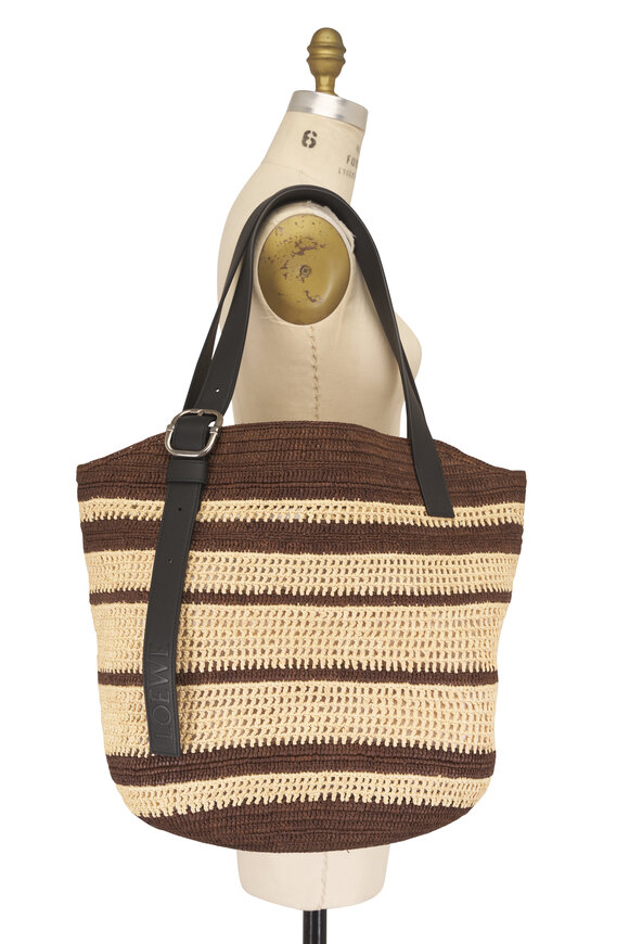 Loewe Loop Basket Chocolate & Natural Raffia Tote - view 6