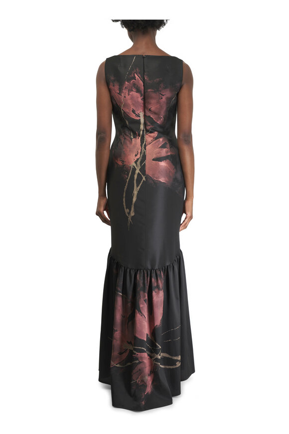 Talbot Runhof - Monarchy1 Black Floral Print Gown