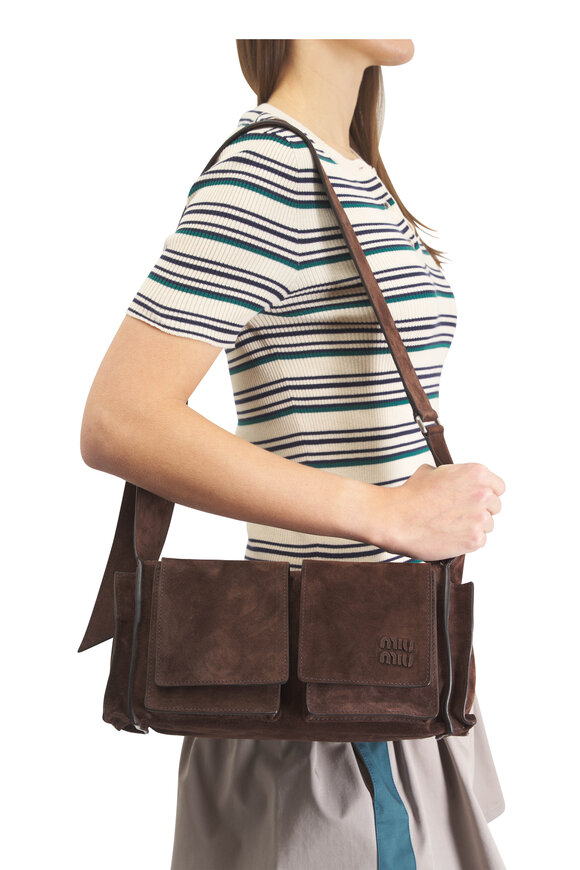 Miu Miu Utilitaire Dark Brown Suede Shoulder Bag - view 2