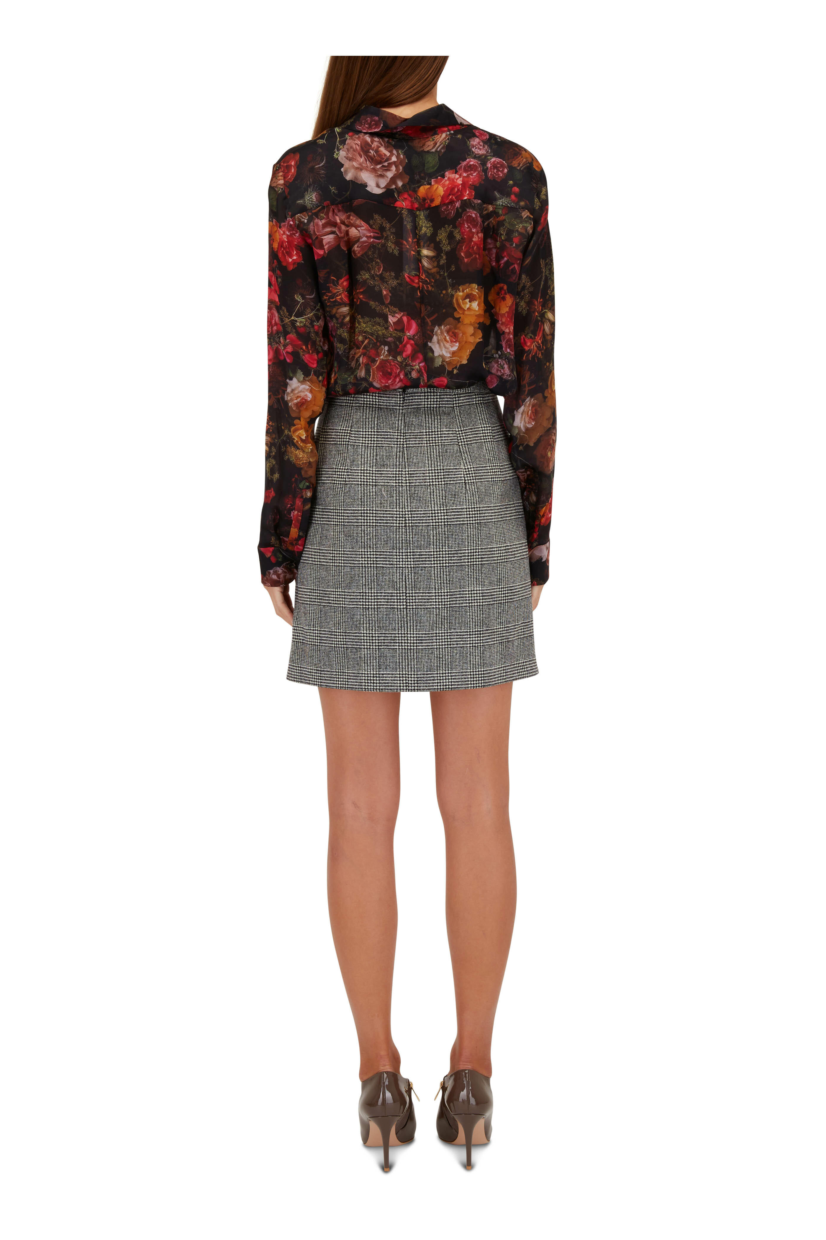 Michael Kors Collection - Black & White Check Mini Skirt