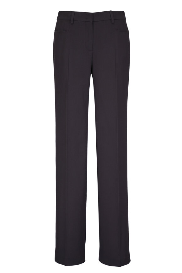 Akris Punto Mikka Espresso Wool Tricotine Straight-Leg Pant - view 1