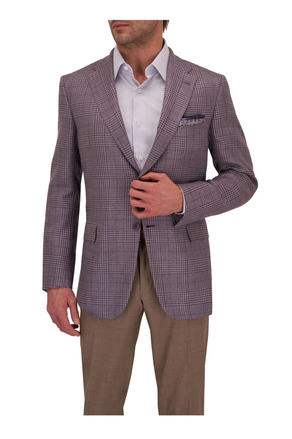 Brioni - Prince of Wales Lilac Plaid Wool Blend Sportcoat 