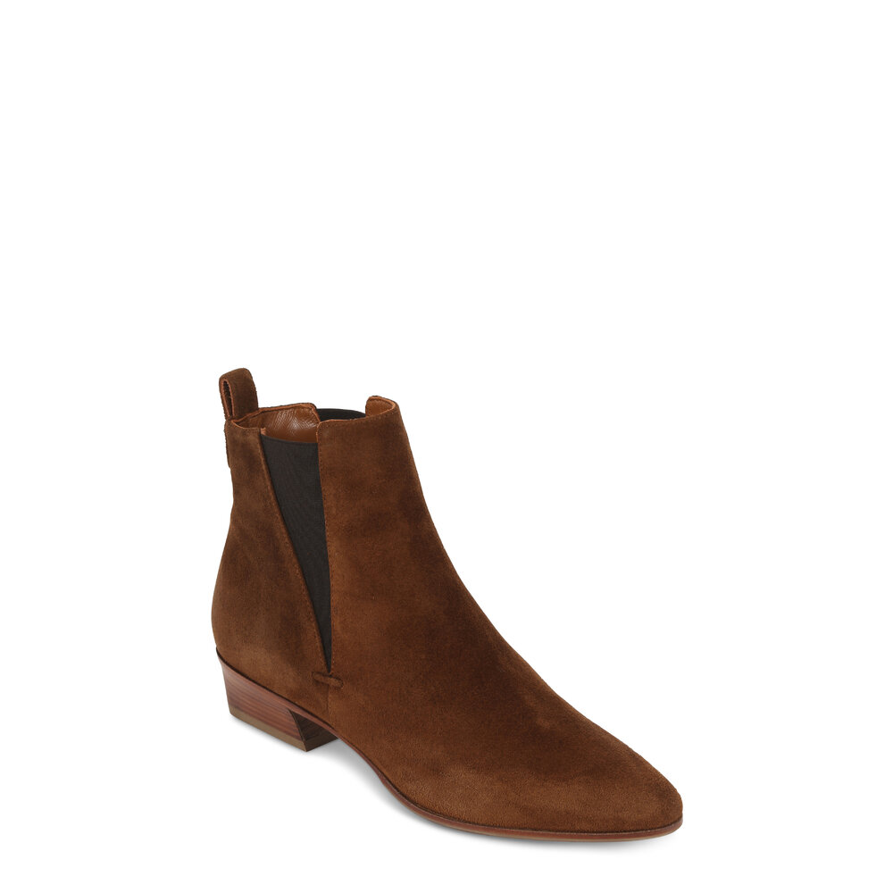 Aquatalia Fausta Chestnut Suede Ankle Boot 40mm