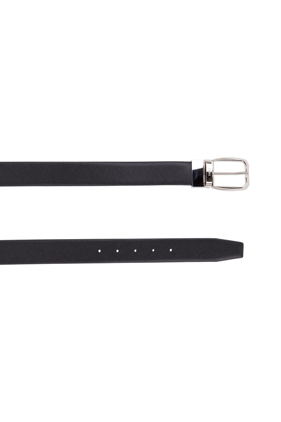 Zegna - Black Smooth & Grain Leather Belt