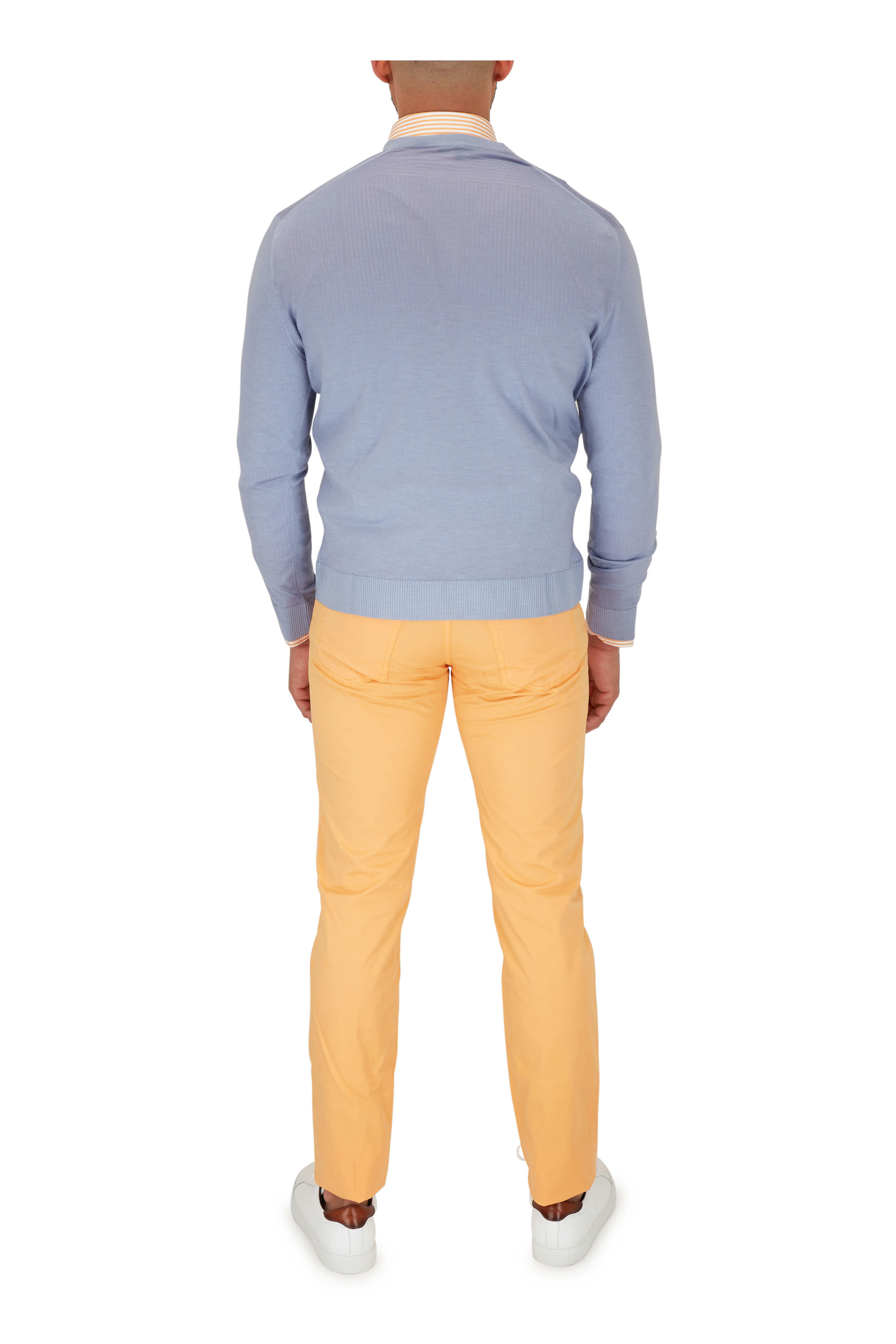 Kiton - Orange & White Striped Dress Shirt