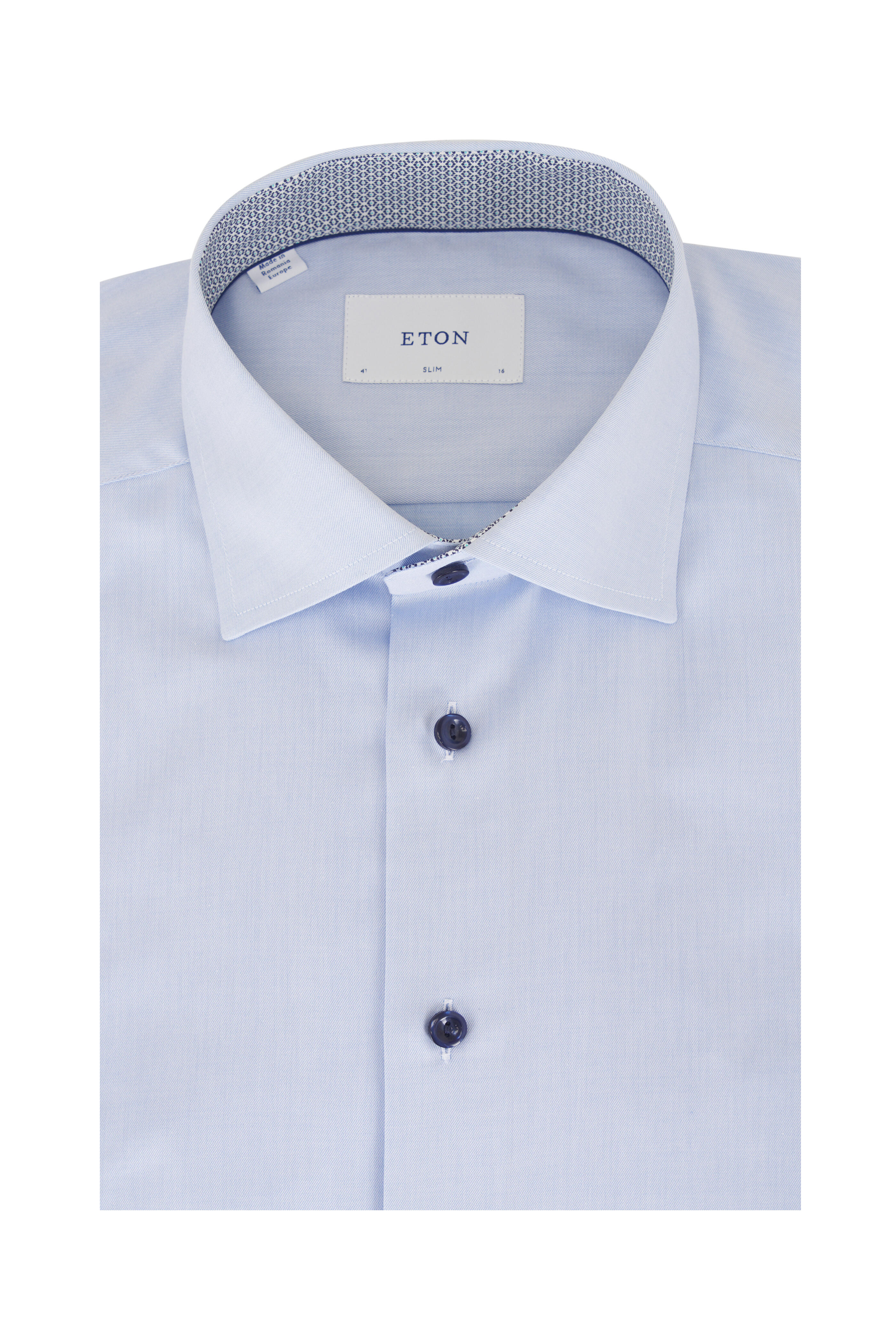 Eton - Light Blue Cotton Slim Fit Dress Shirt