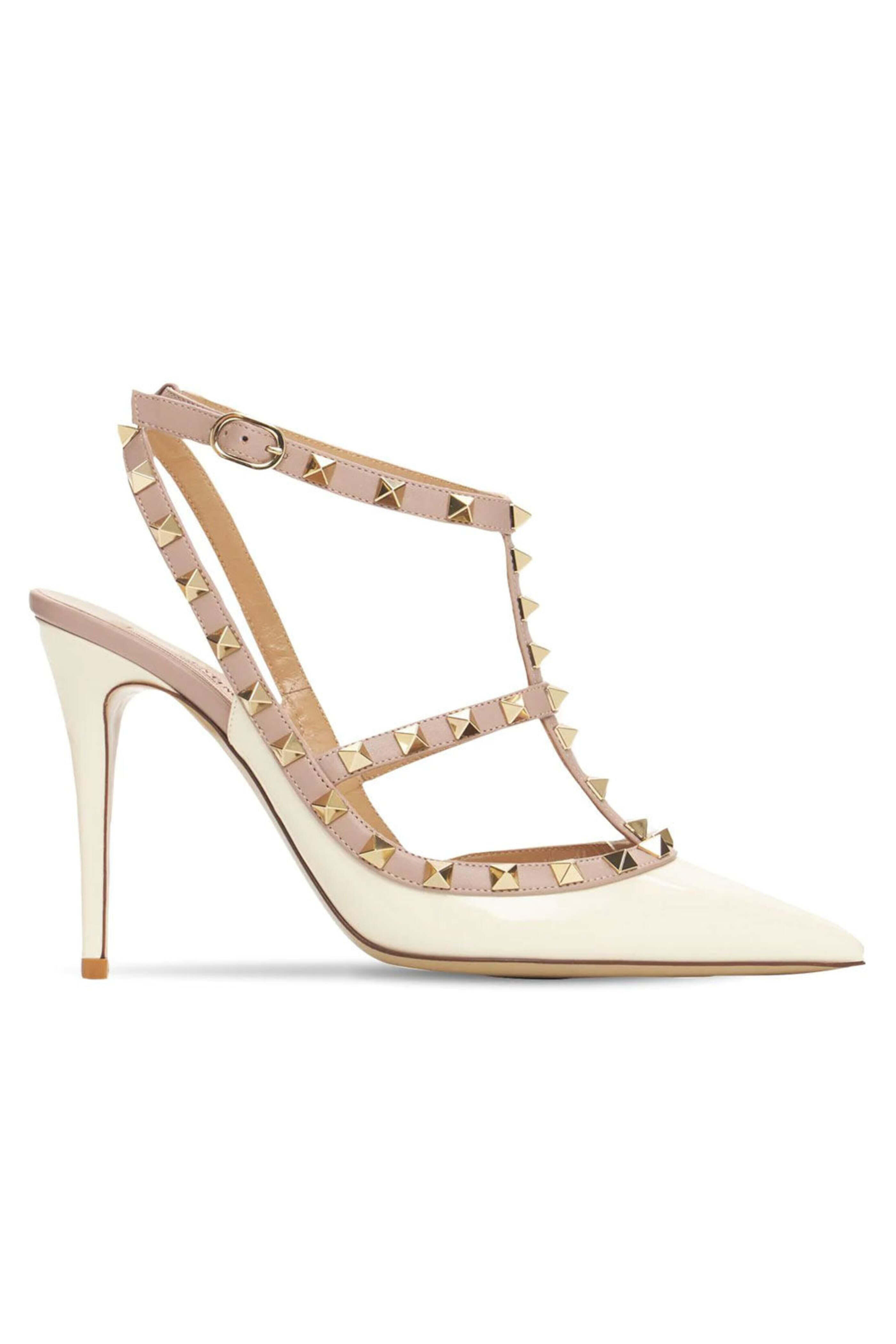 Valentino Garavani - Rockstud Ankle Strap Heel in Ivory and Poudre