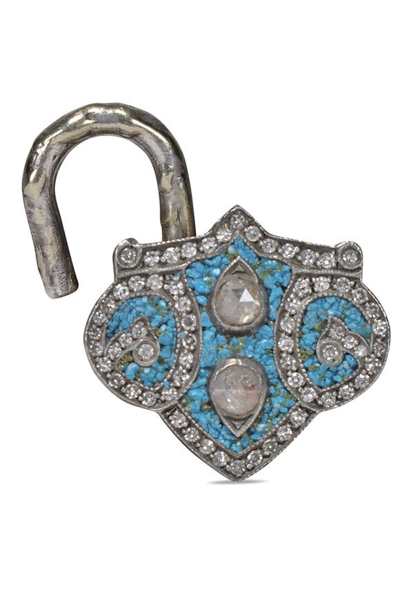 Sevan Bicakci Micro Blue Mosaic Lantern Padlock Pendant - view 2