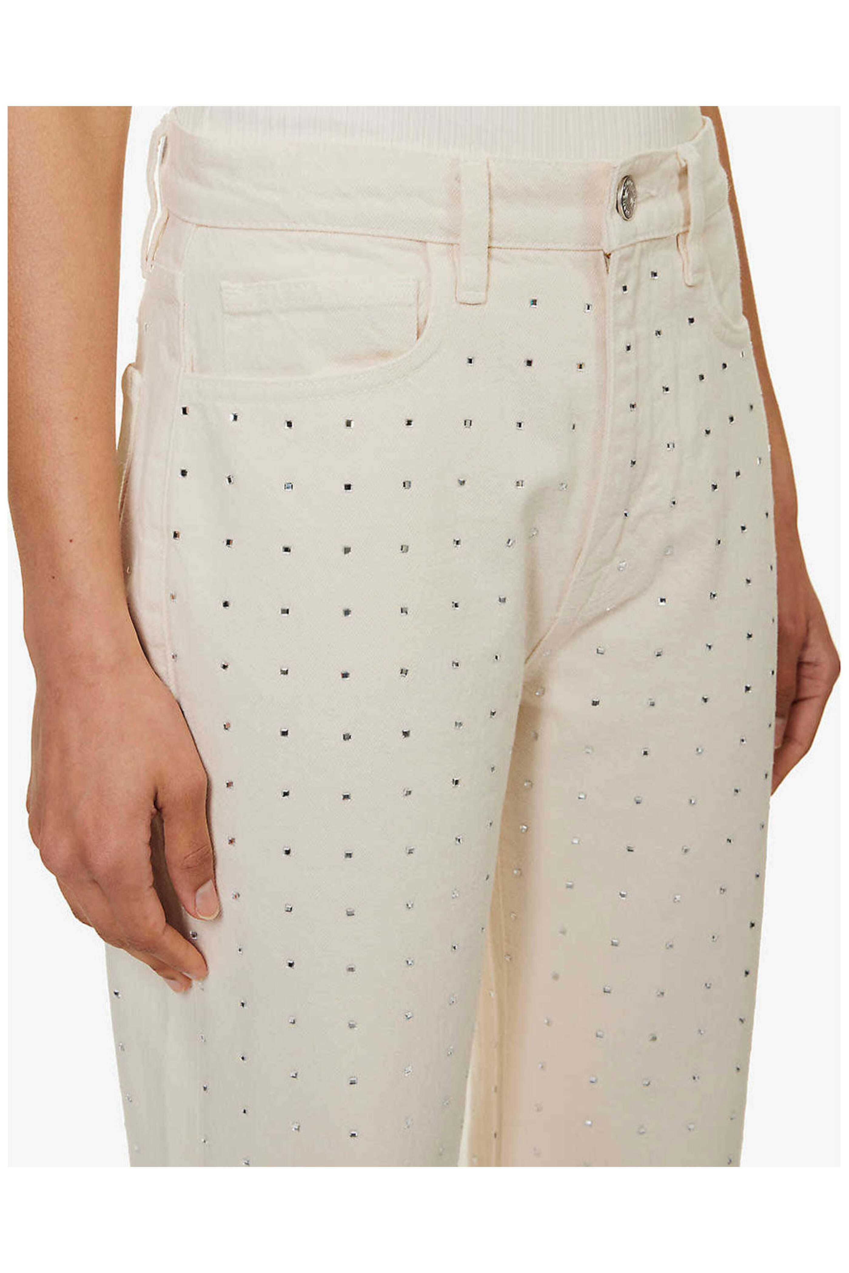 Frame - Rhinestone Le Jane Crop in Bone