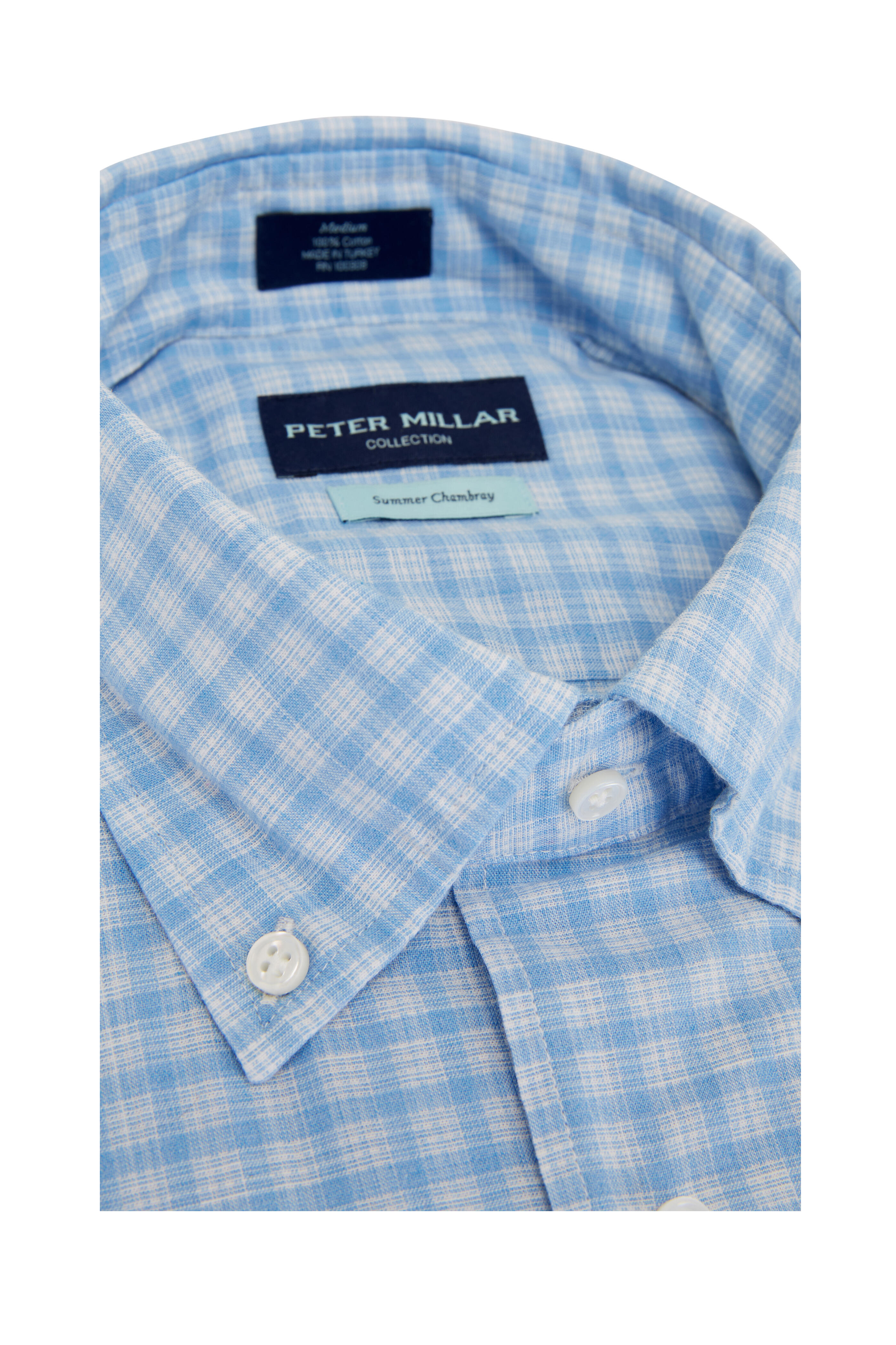 Peter Millar - Blue Cielo Cone Shell Check Cotton Sport Shirt