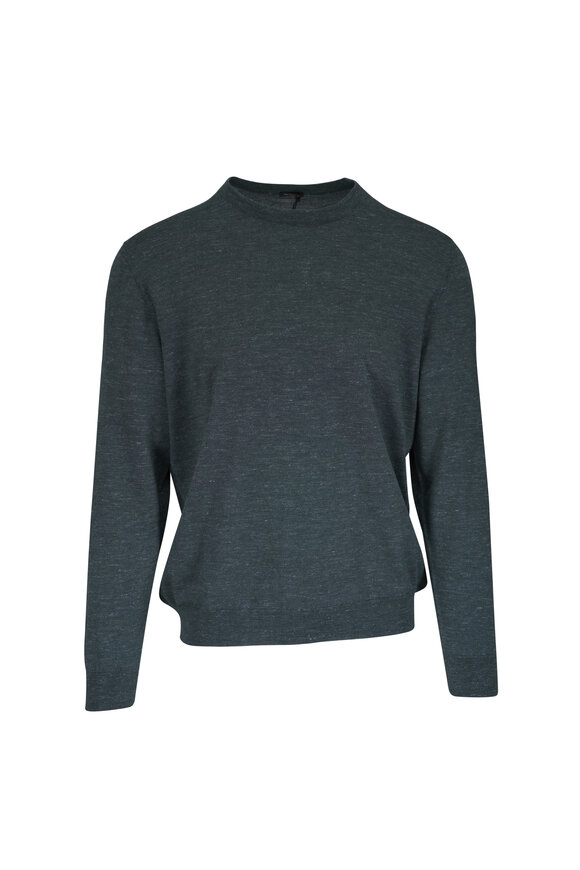 Kiton - Green Wool Quarter Zip Pullover | Mitchell Stores