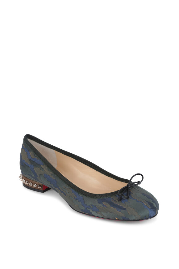 Christian Louboutin - La Massine Green Camo Print Spike Heel Flat 