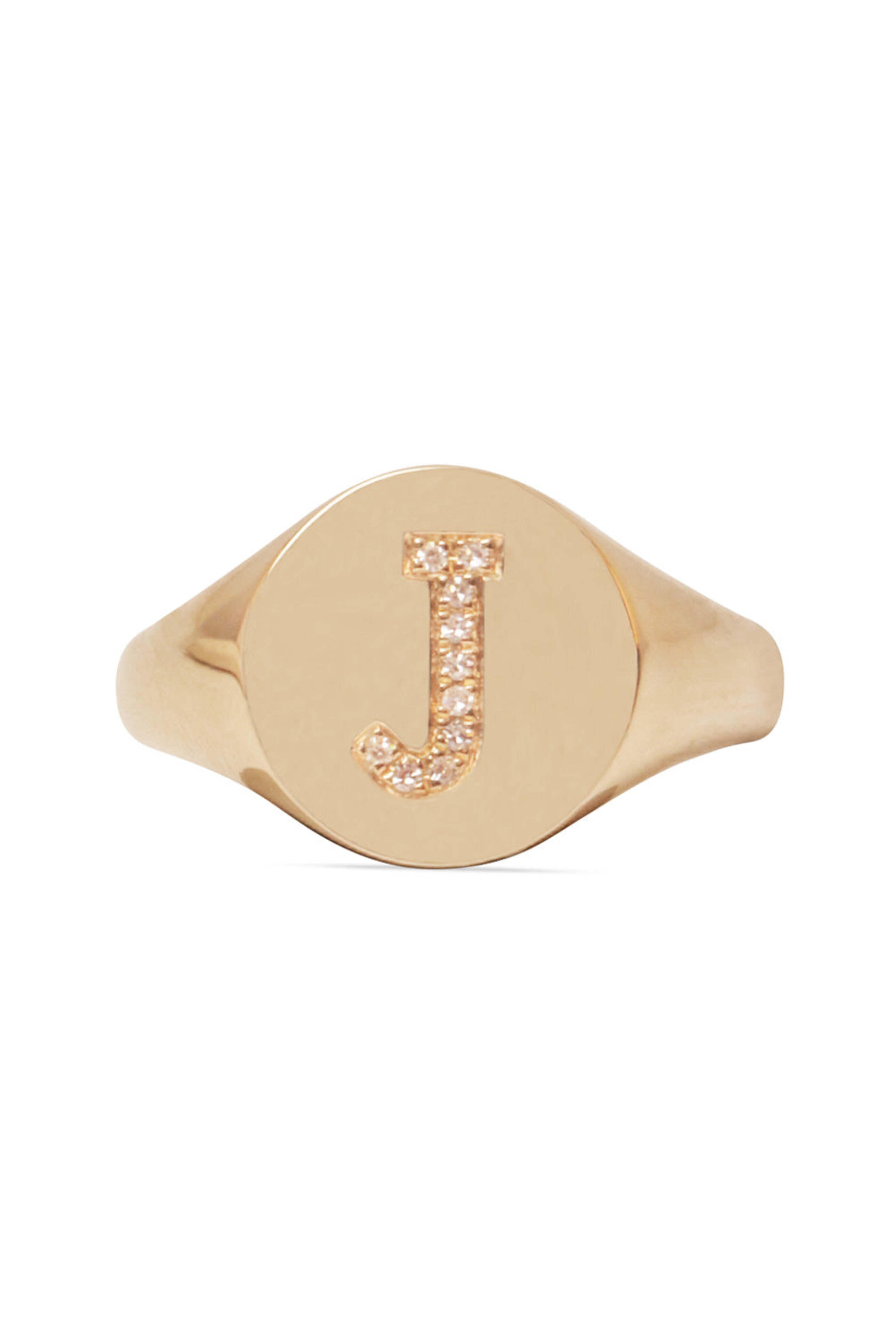 The Jen Collection - Gold Pave Diamond J Ring | Mitchell Stores