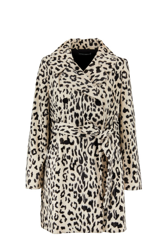 Dolce & Gabbana - Ivory & Black Leopard Belted Coat