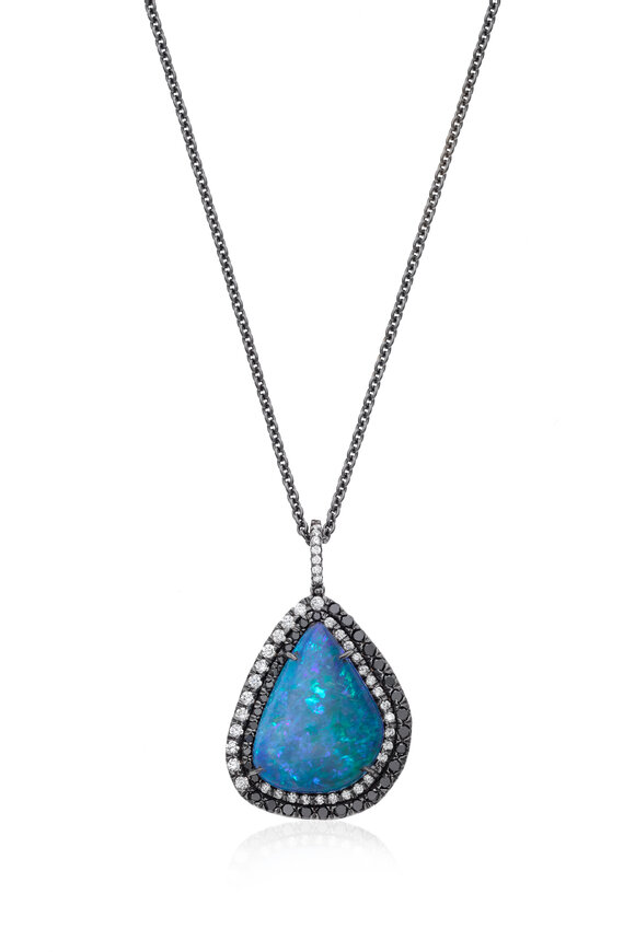 Kimberly McDonald - Boulder Opal, Black & White Diamond Necklace