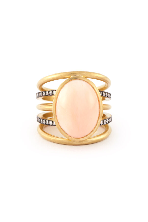 Sylva & Cie - Japanese Coral & Diamond  Ring