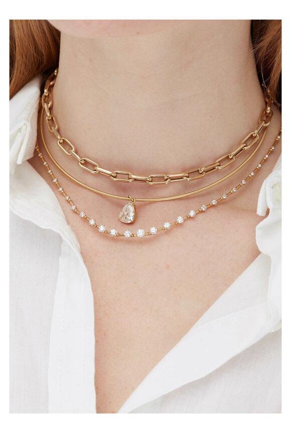 Sylva & Cie - 18K Gold Pear Shape Diamond Pendant Necklace