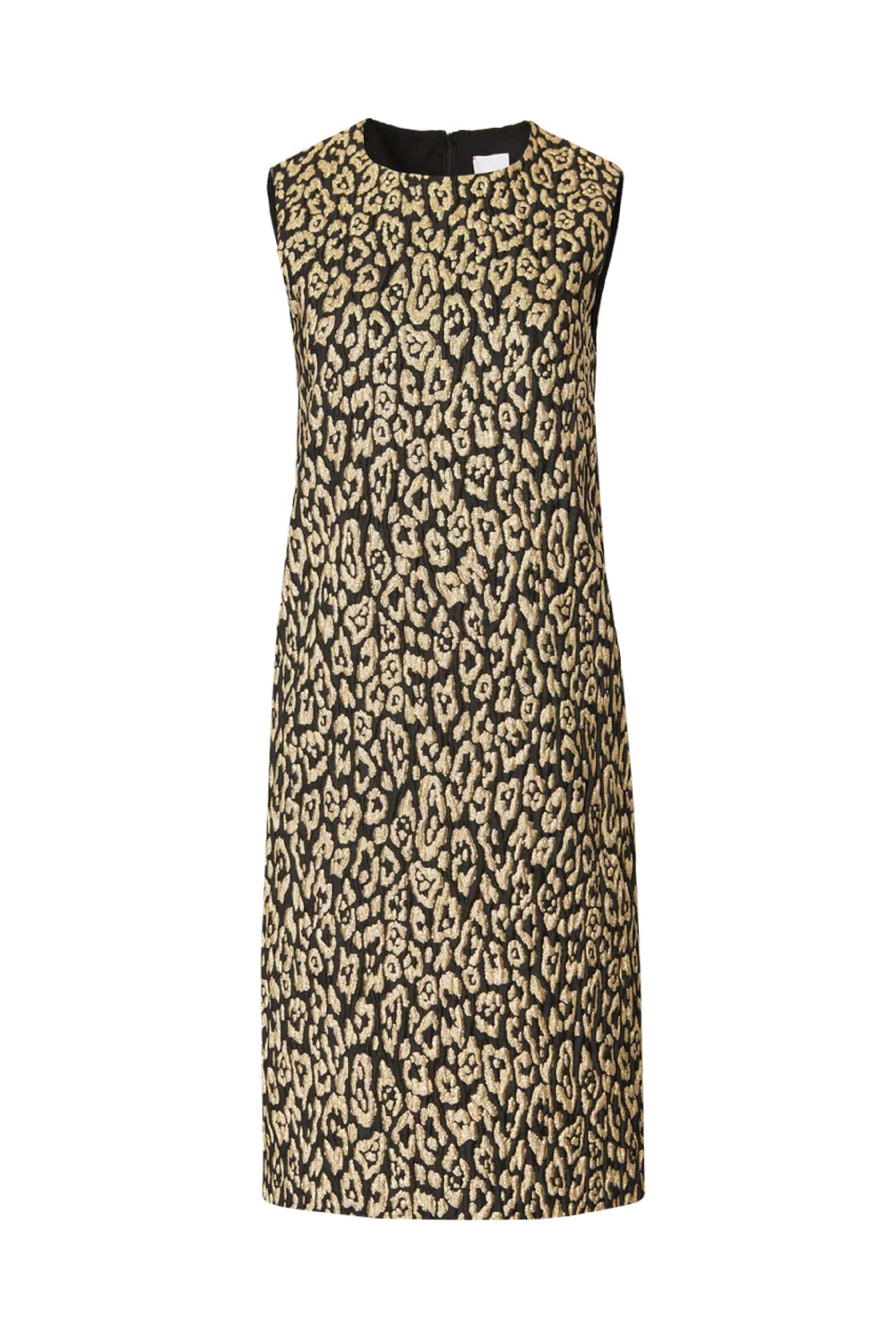 Carolina Herrera - Black and Gold Leopard Sleeveless Shift Dress