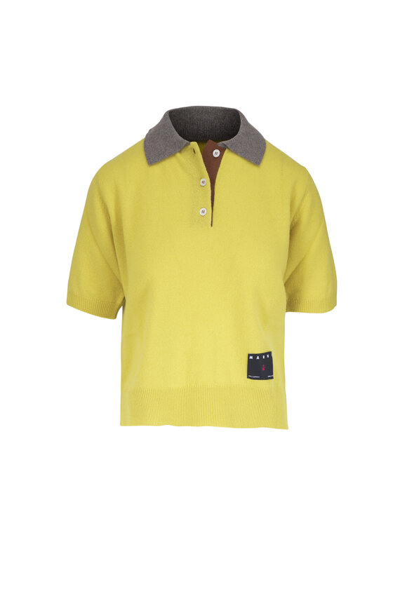 Marni Citron Cashmere Short Sleeve Polo Sweater - view 1