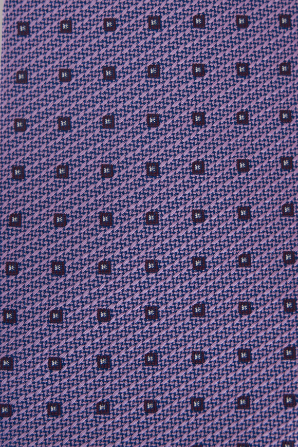 Brioni - Purple Square Print Silk Necktie 