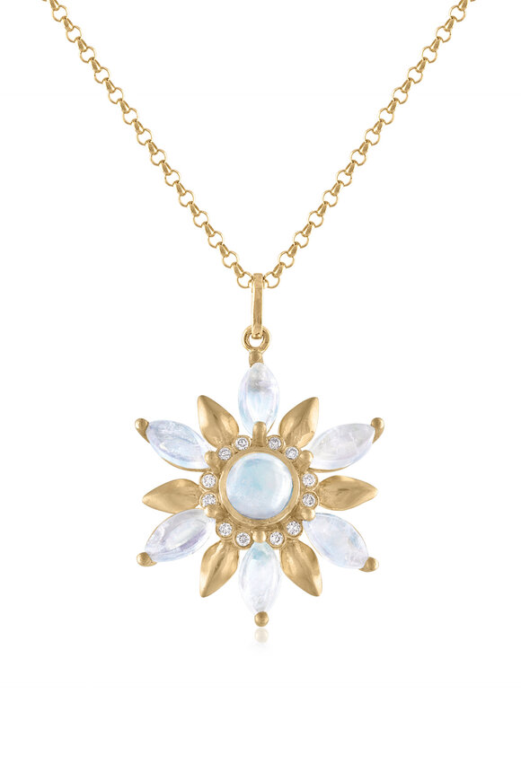 Loriann 14k Yellow Gold Moonstone & Diamond Necklace