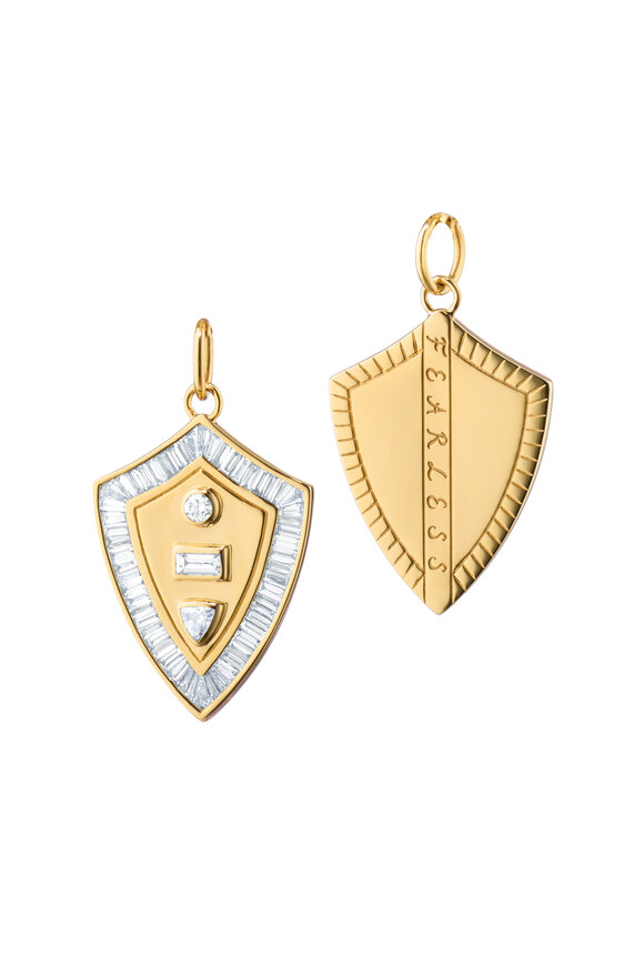 Monica Rich Kosann 18k Yellow Gold Fearless Diamond Shield Charm - view 1