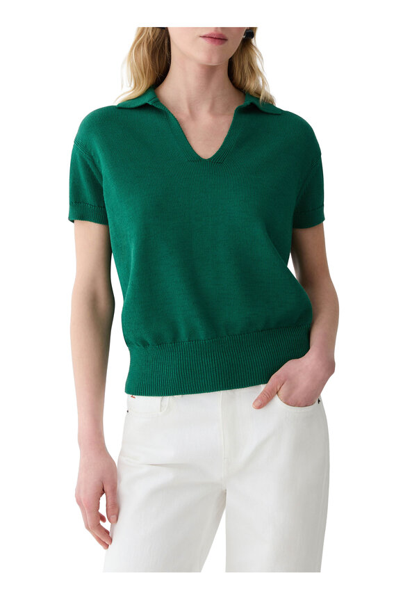 Lafayette 148 New York Grass Cotton Short Sleeve Polo Sweater - view 2