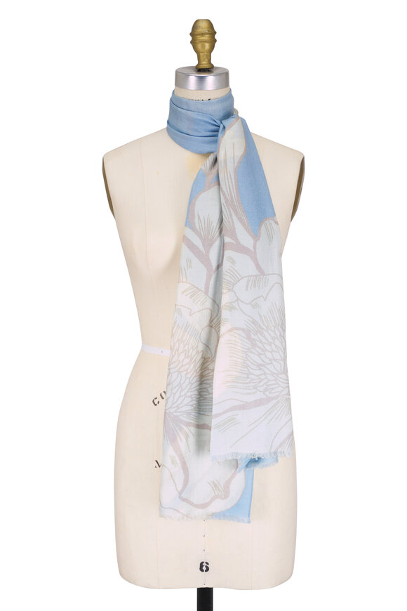 Kinross Skyway Multicolor Oversized Blooms Print Scarf