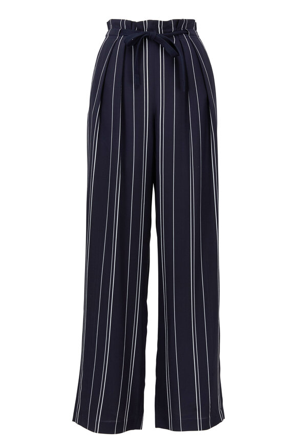 Vince - Coastal Blue Striped Tie Front Pant