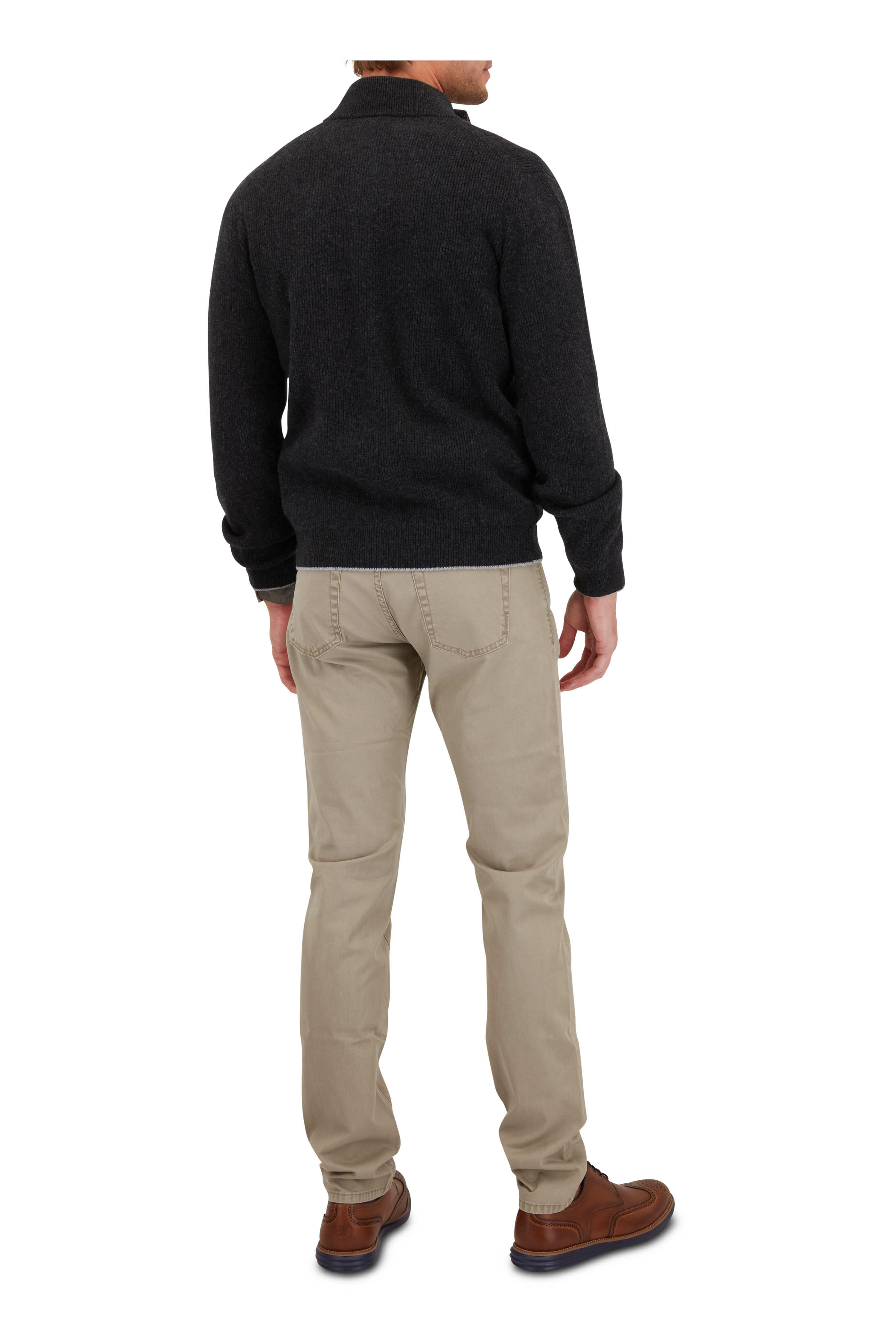 Fedeli - Charcoal Cashmere Zip-Up Sweater