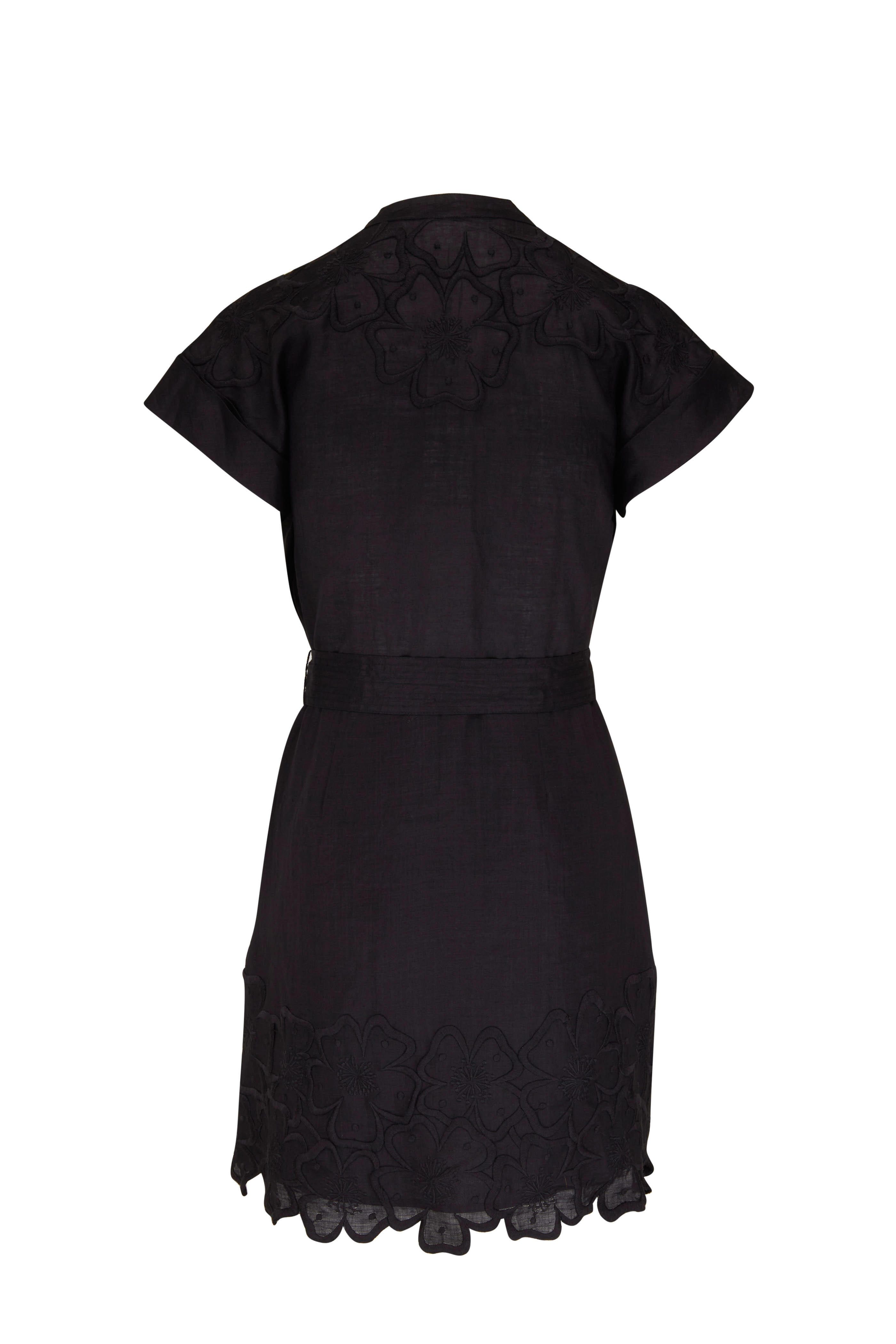 Veronica Beard - Archie Black Floral Appliqué Dress